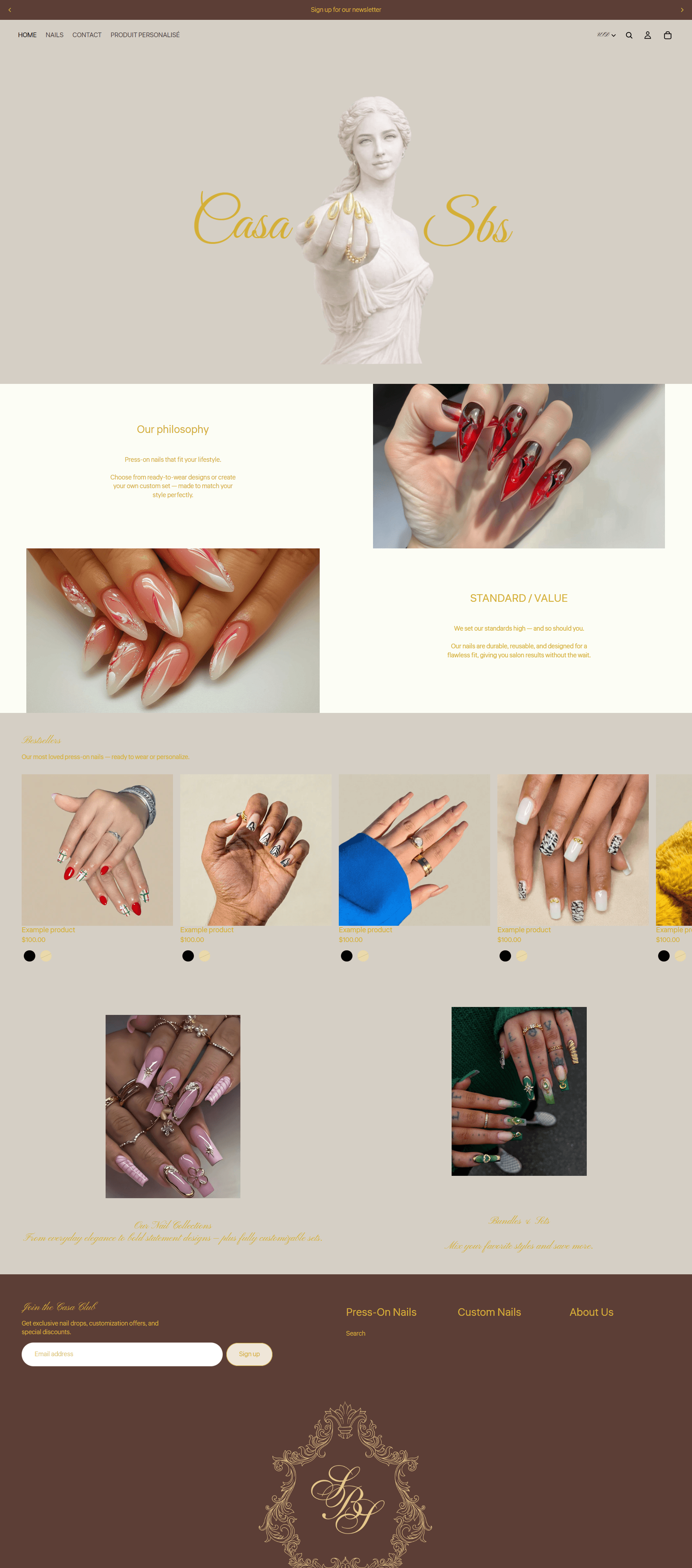 Shopify press-on nails storefront landing page