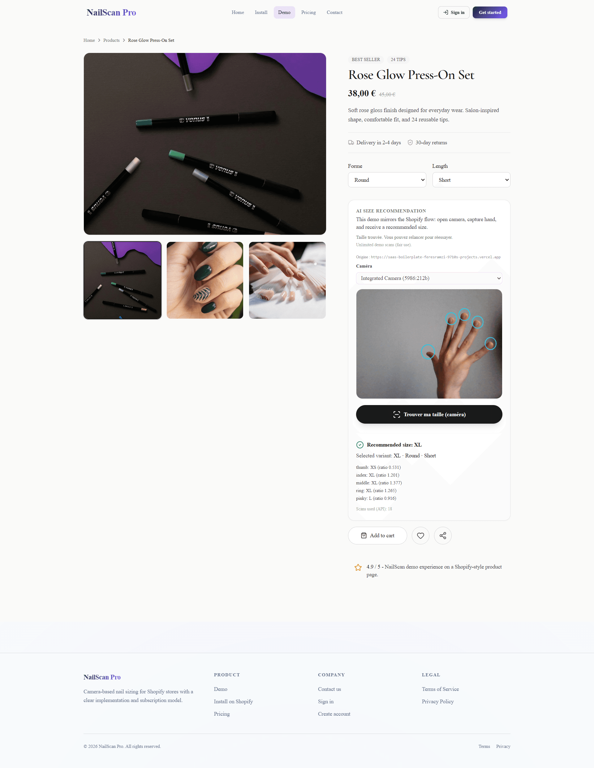 NailScan Pro demo and product interface preview