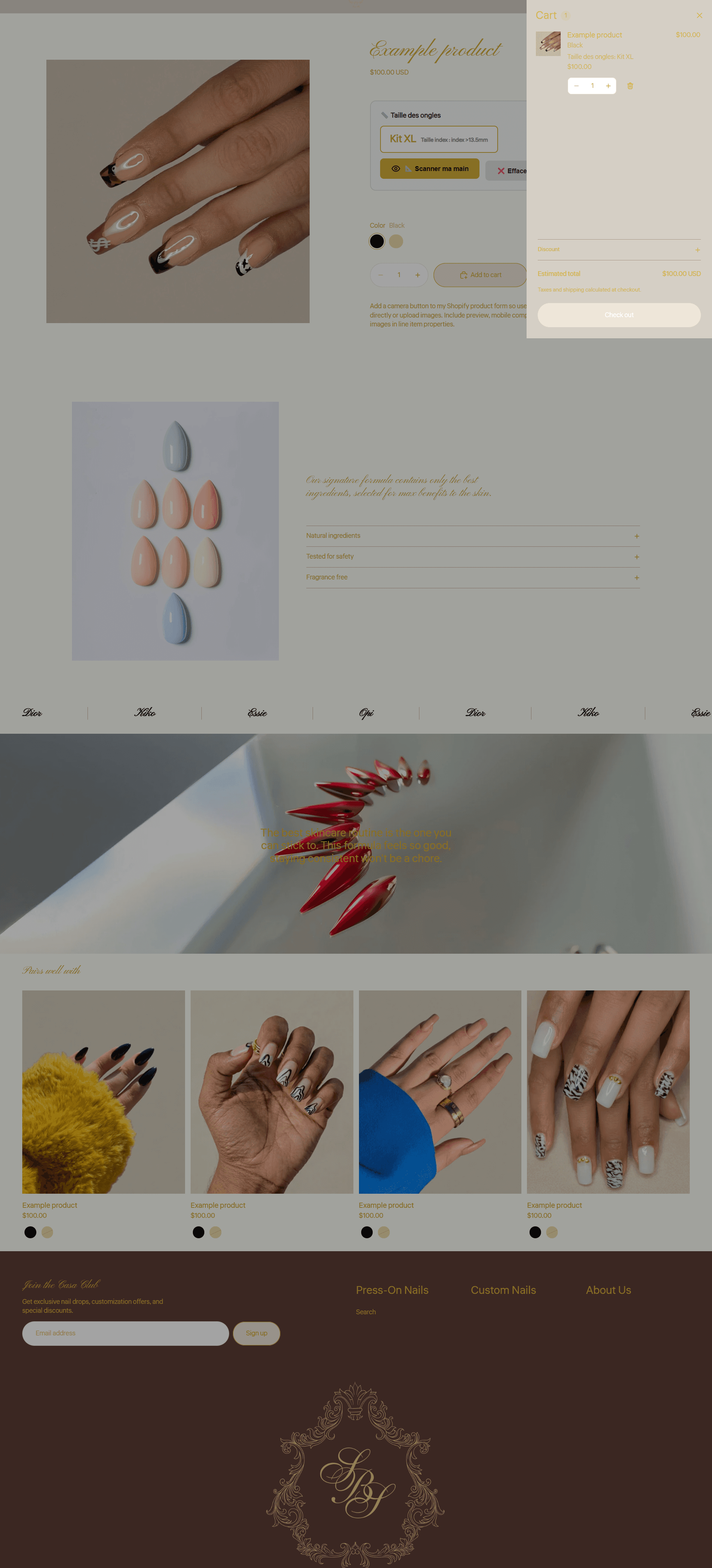 Product page with scan section